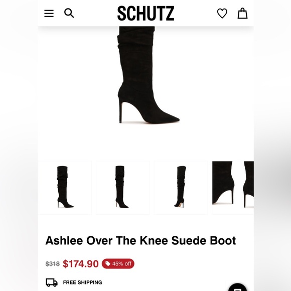 Schutz Ashlee over the knee book in black suede size 8.5 - Picture 5 of 13